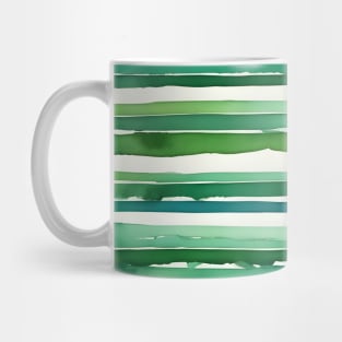 Horizontal green watercolor stripes Mug